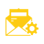 Email envelope with gear settings icon representing automated communication management and configuration