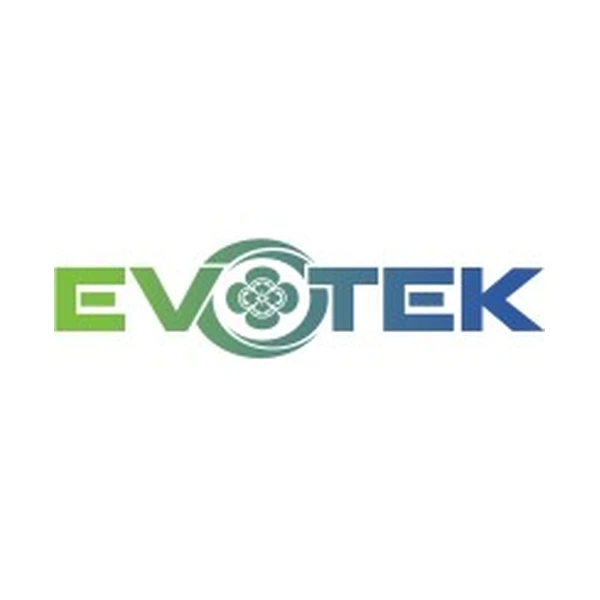 EVOTEK logo with green and blue colors featuring circular gear design symbolizing enterprise technology integration