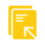 Yellow folder with document lines and arrow icon representing file management and digital asset organization.