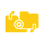 Yellow workflow automation icon with gears and directional arrows representing process optimization
