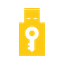 Yellow key icon symbolizing secure access control and authentication management.