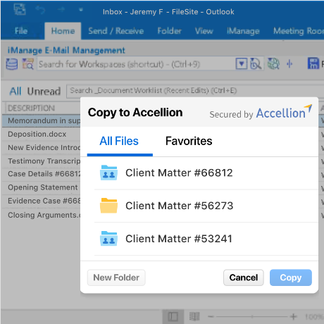 Integration | iManage Secure External File Sharing