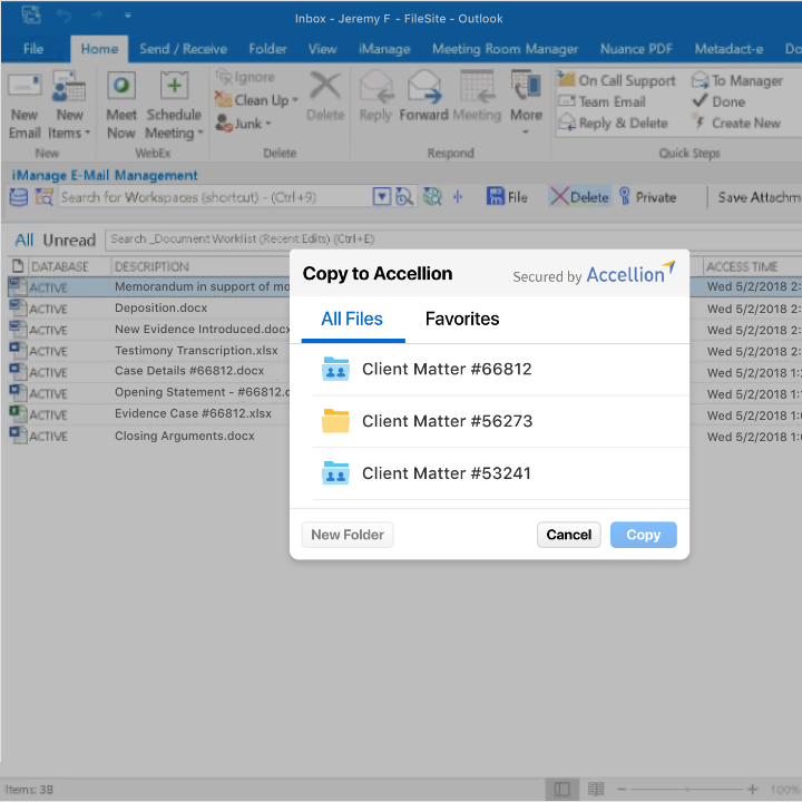 Integration | iManage Secure External File Sharing