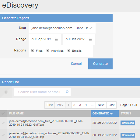 Visibility - Legal Hold - Built-in eDiscovery Reporting