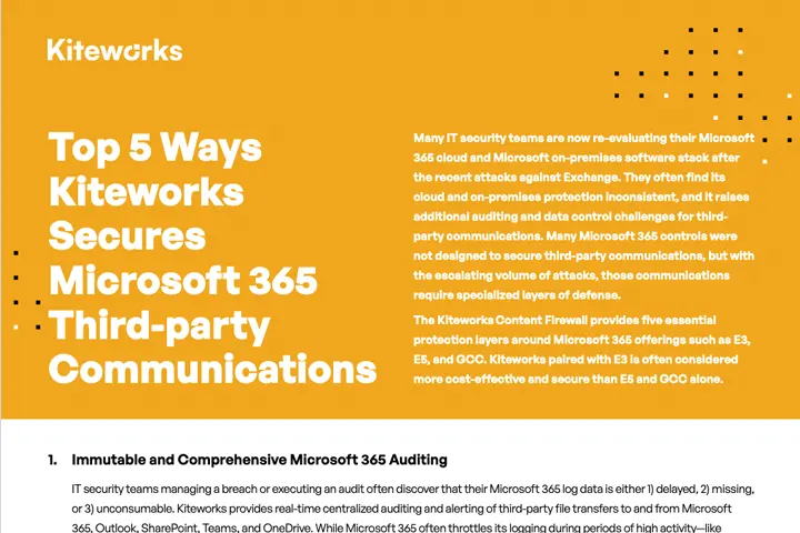 Top 5 Ways Kiteworks Secures Microsoft 365 Third-party Communications