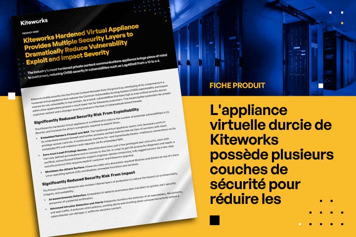 L’appliance virtuelle durcie de Kiteworks possède plusieurs niveaux de sécurité pour réduire considérablement les risques et la gravité des attaques