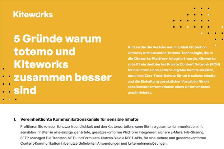 5 Gründe warum totemo und Kiteworks zusammen besser sind