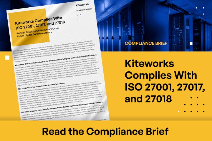 Kiteworks complies with ISO 27001, 27017, and 27018