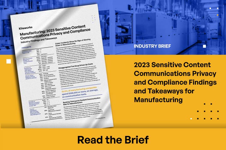 Only one-third of manufacturers have tracking and controls for sensitive content communications on-premise and in the cloud.