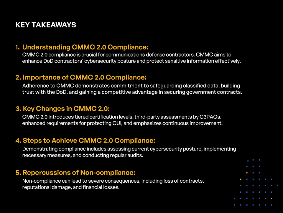 CMMC 2.0 Compliance for Communications Defense Contractors - Key Takeaways