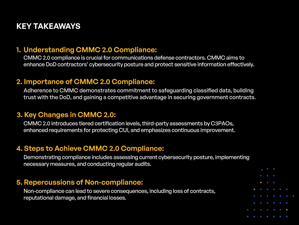 CMMC 2.0 Compliance for Communications Defense Contractors – Key Takeaways