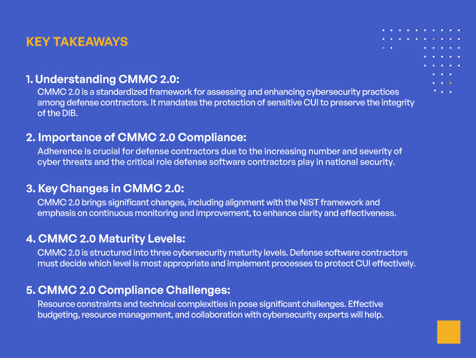 CMMC 2.0 Compliance for Defense Software Contractors - Key Takeaways