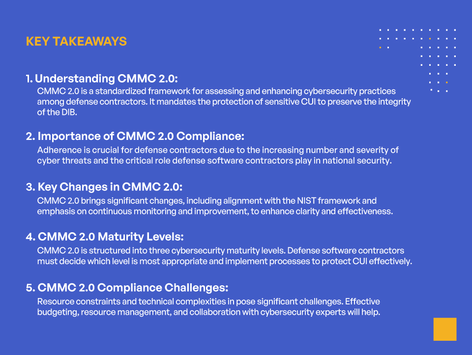 CMMC 2.0 Compliance for Defense Software Contractors – Key Takeaways