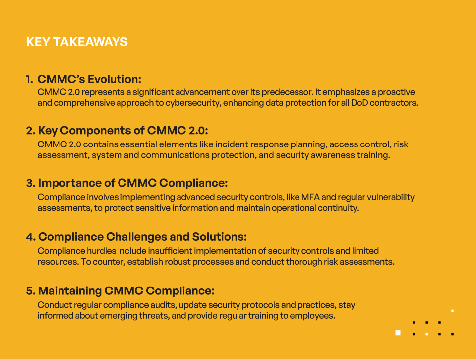 CMMC 2.0 Compliance for Security and Intelligence Contractors - Key Takeaways