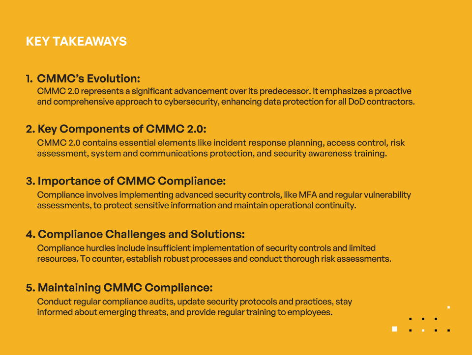 CMMC 2.0 Compliance for Security and Intelligence Contractors – Key Takeaways