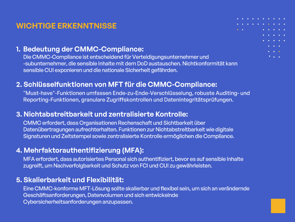 Anforderungen an Managed File Transfer für die CMMC-Compliance - WICHTIGE ERKENNTNISSE