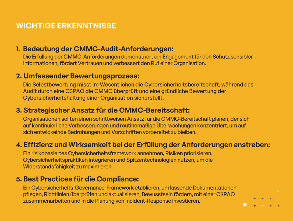 CMMC Audit-Anforderungen: Was Prüfer sehen müssen, um Ihre CMMC-Bereitschaft zu beurteilen - WICHTIGE ERKENNTNISSE