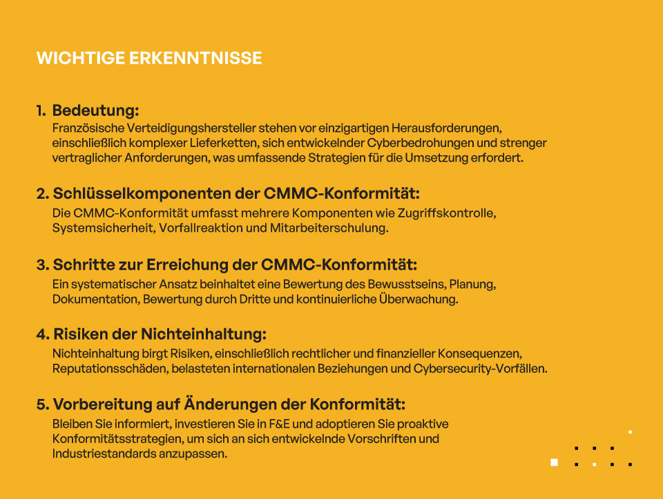 CMMC-Konformität für französische Verteidigungshersteller - WICHTIGE ERKENNTNISSE