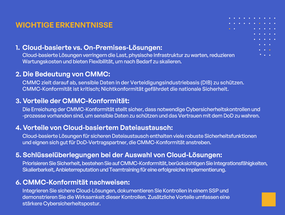 CMMC und Cloud-Sicherheit: Integration von Best Practices für maximale Sicherheit und Effizienz - WICHTIGE ERKENNTNISSE