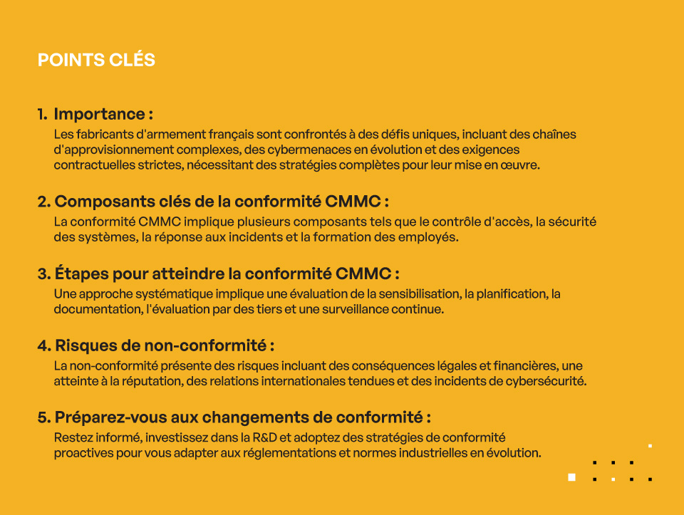 Conformité CMMC pour les fabricants de défense français - POINTS CLÉS