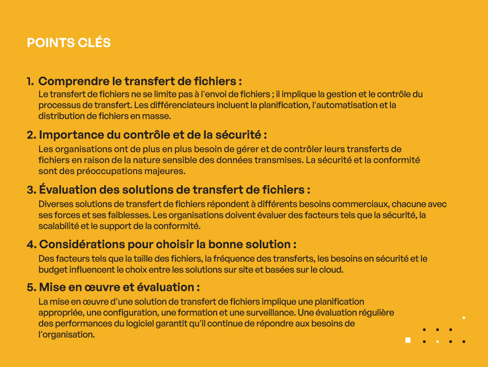 Guide d'achat de logiciel de transfert de fichiers : Votre liste de contrôle complète - POINTS CLÉS