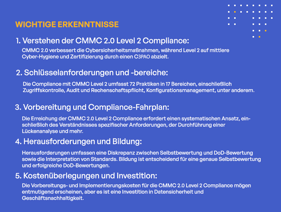 Kurs setzen auf CMMC Level 2 Compliance: Einblicke und Tipps von einem CMMC-Experten - WICHTIGE ERKENNTNISSE