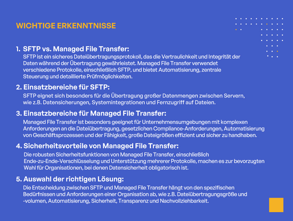 MFT vs. SFTP: Welche Lösung sollten Sie verwenden? - WICHTIGE ERKENNTNISSE