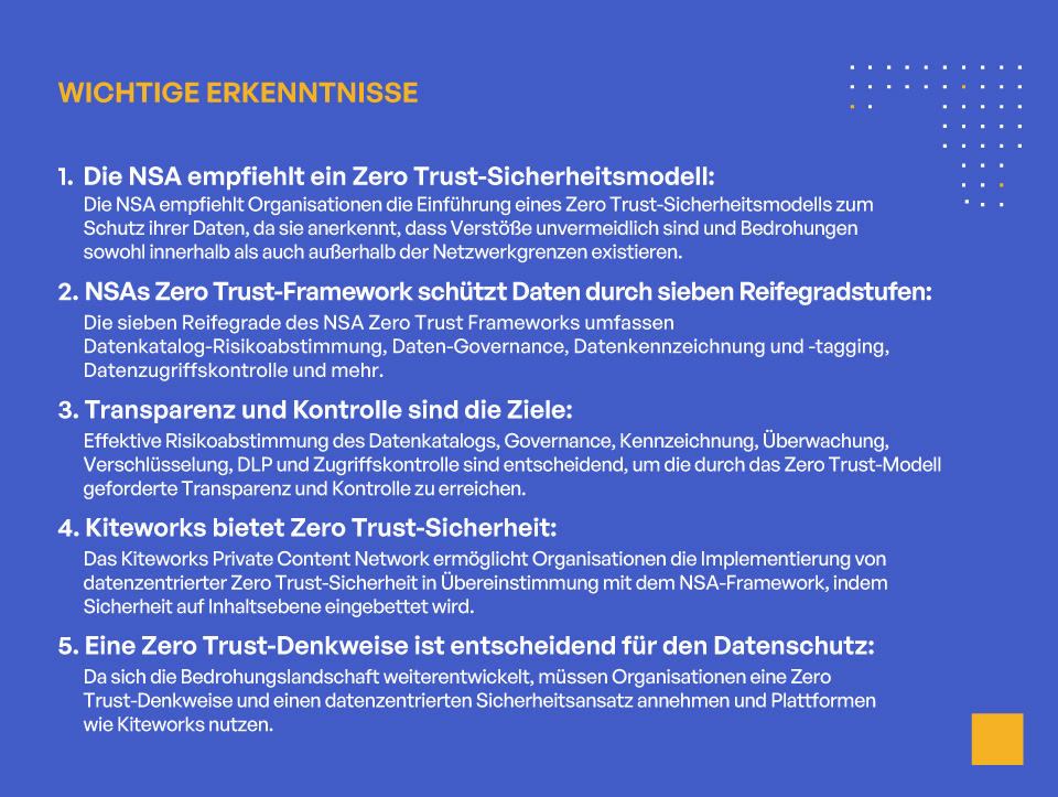 NSAs Förderung der Zero-Trust-Reife entlang des Datensäulen: Ein umfassender Leitfaden - Wichtige Erkenntnisse