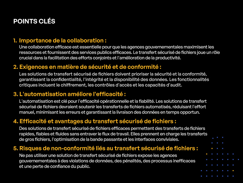 Stratégies de transfert sécurisé de fichiers pour une communication sécurisée entre les agences gouvernementales - POINTS CLÉS