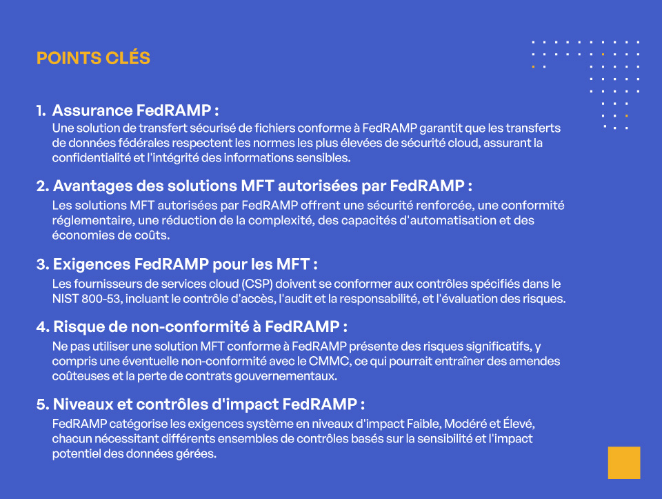 Transfert sécurisé de fichiers conforme à FedRAMP - POINTS CLÉS