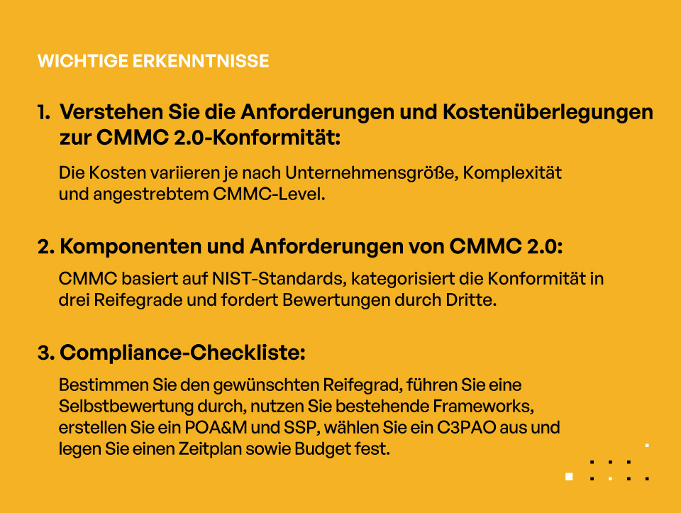 Wenn Sie die CMMC 2.0 einhalten müssen, finden Sie hier Ihre vollständige CMMC-Compliance-Checkliste - WICHTIGE ERKENNTNISSE