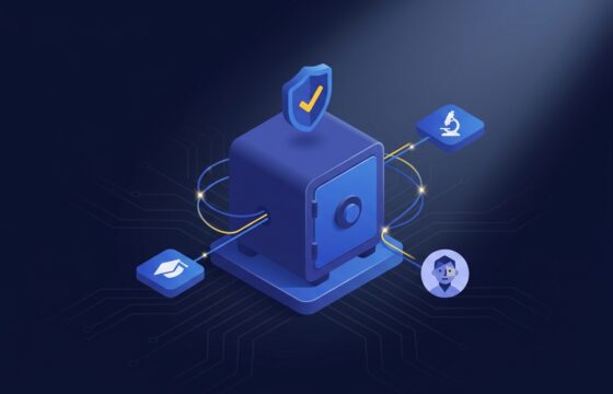 An illustration representing encrypted higher education solutions for protecting student, faculty, and research data.