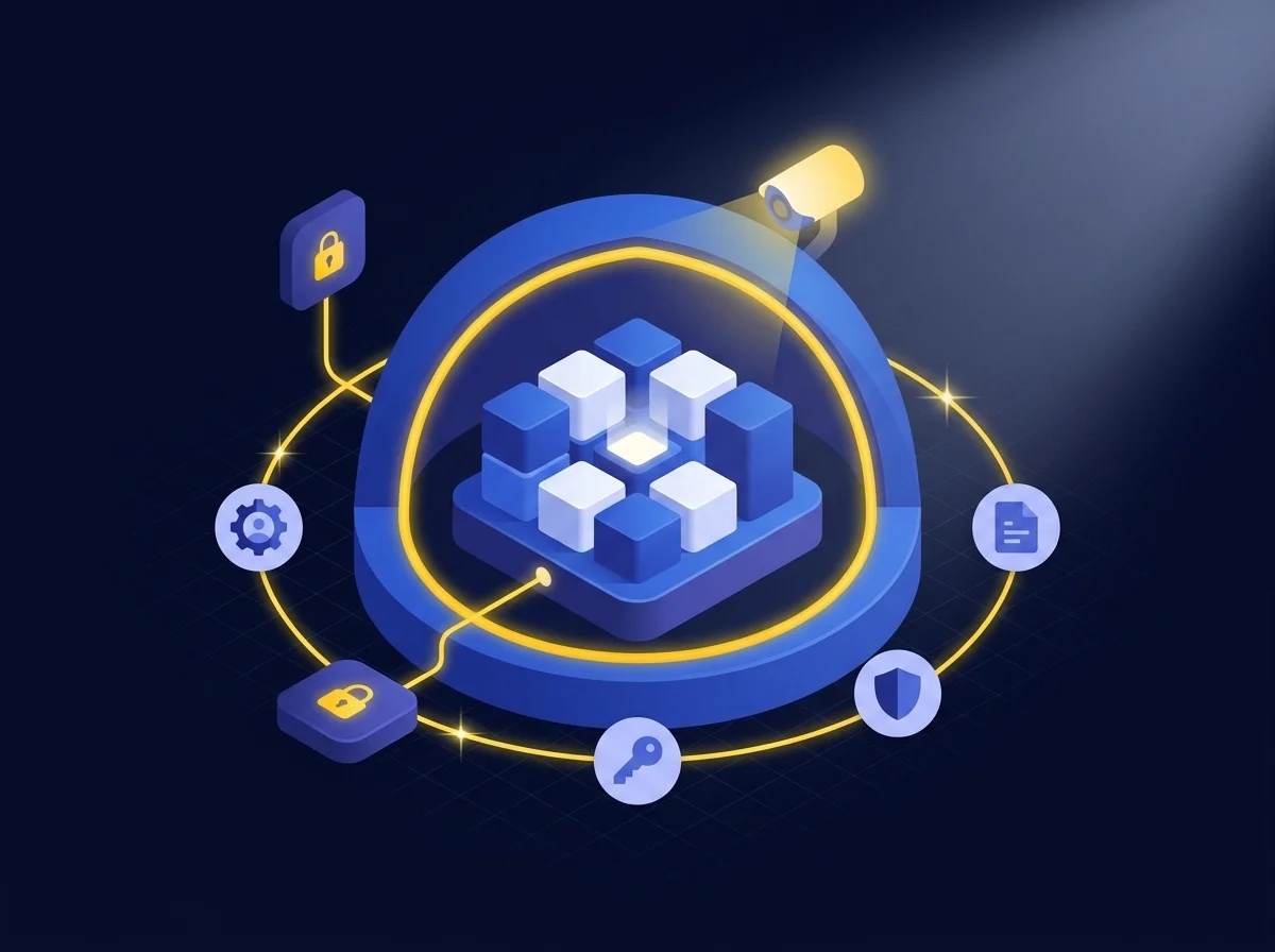 insider threats icon A conceptual illustration representing healthcare data security under ADHICS regulations, highlighting human resources, access management, and surveillance to prevent insider threats.
