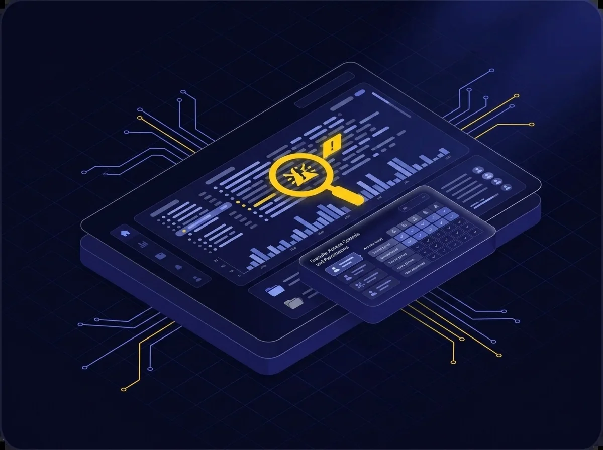 Diagram illustrating CJIS security policy requirements for comprehensive logging, monitoring, and granular access controls to detect breaches and unauthorized access. 