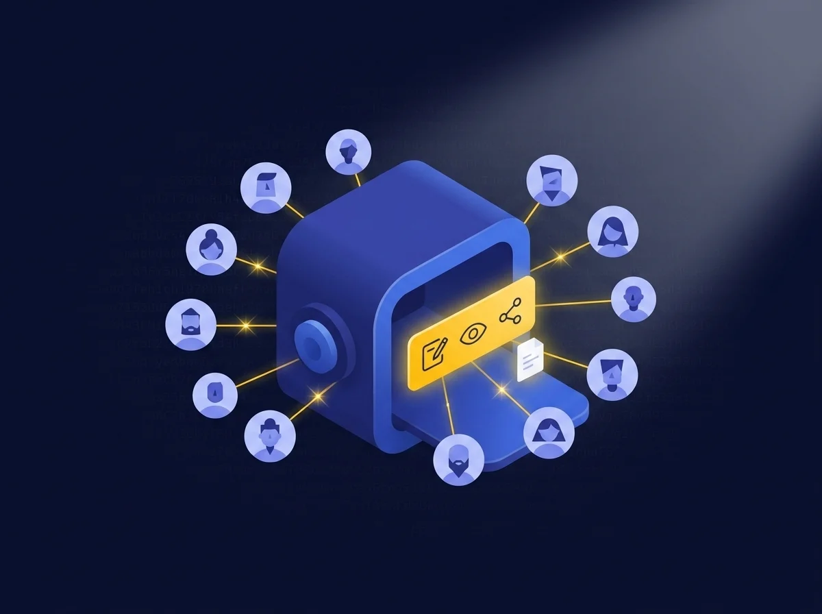 Visuel conceptuel illustrant la sécurité des données et les contrôles d’accès gérés par un CISO pour limiter les risques internes et protéger les informations sensibles.