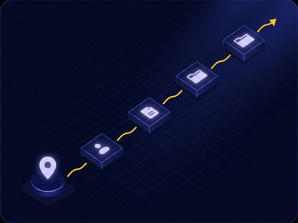 Isometric illustration of a complex compliance timeline and sovereignty challenge with deep navy background and blue and yellow accent details.