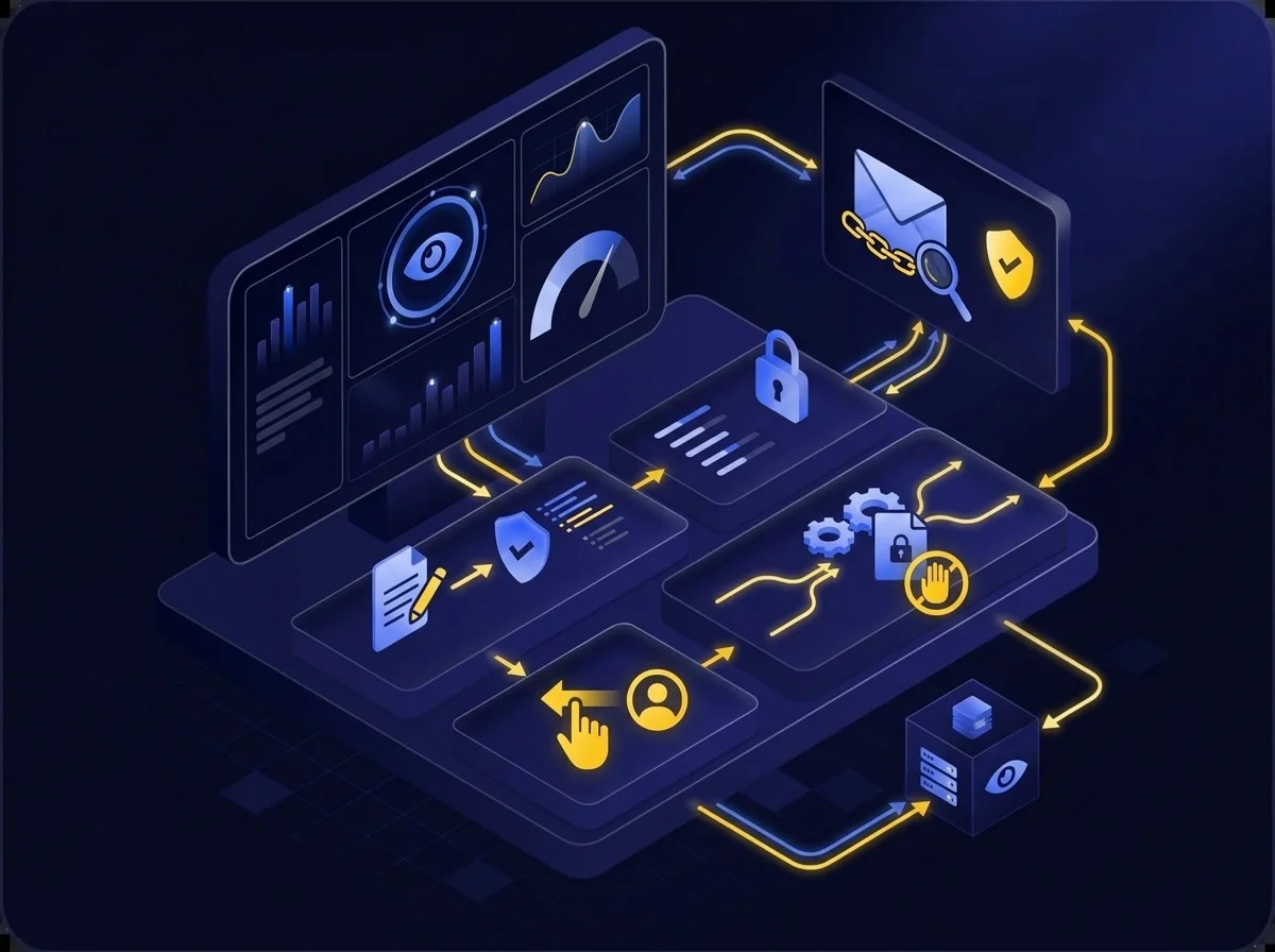 Kiteworks CISO Dashboard displaying comprehensive data movement tracking, audit logs, zero-trust controls, and SIEM security feeds for complete enterprise data visibility.