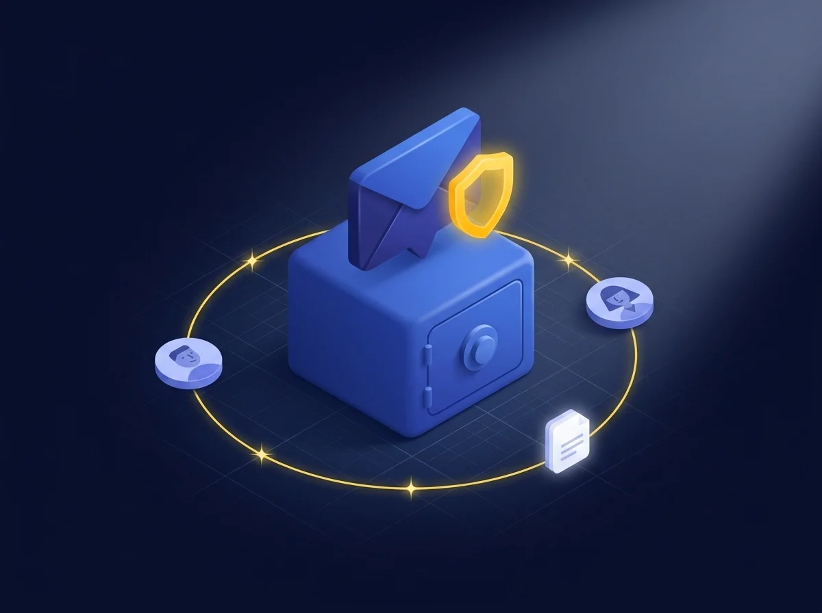 Illustration showing Kiteworks email security features including encryption, access controls, and audit logging to protect internal communications from data breaches.