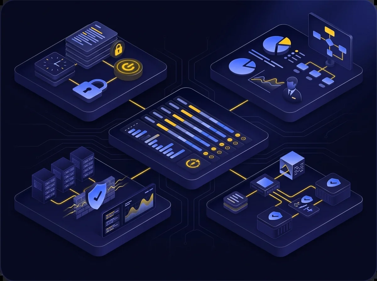 Illustration showing Kiteworks platform features for managing government data requests with immutable audit logs and zero-trust security.