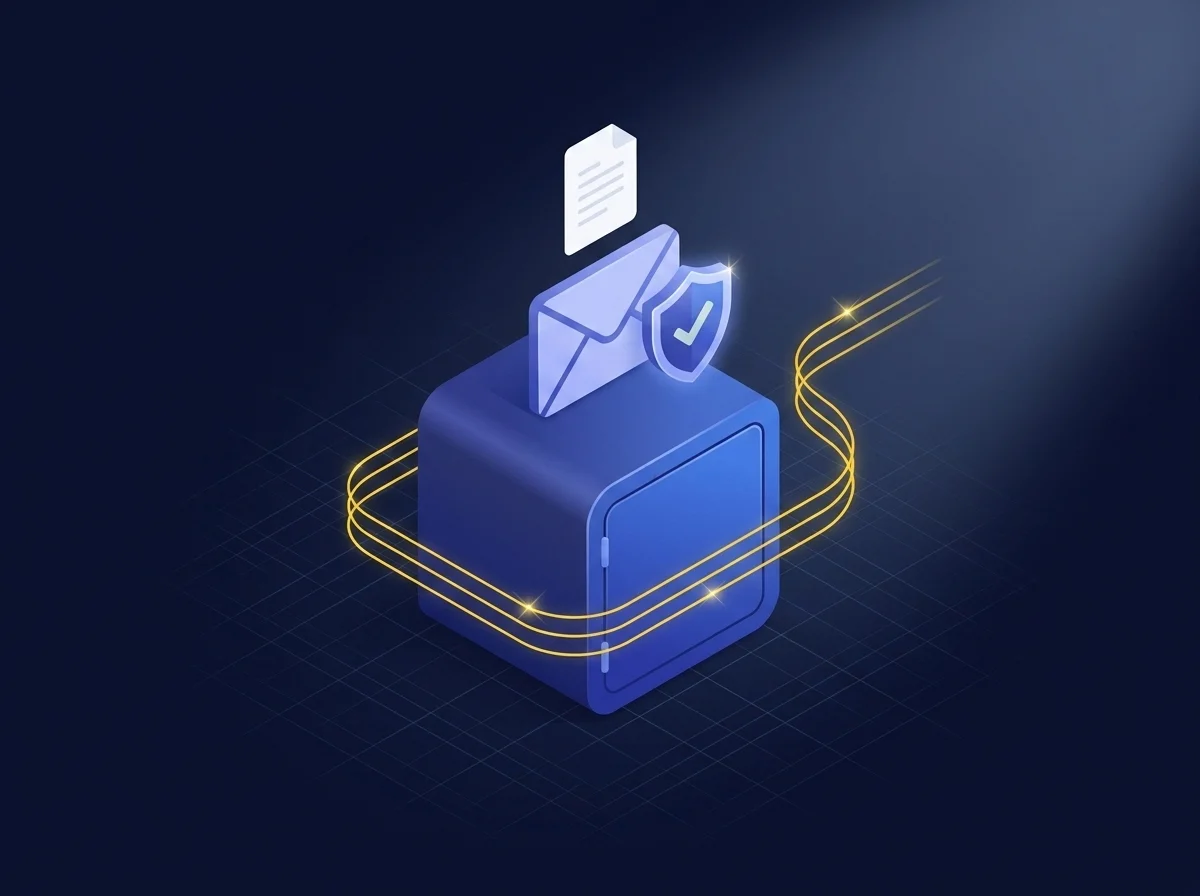 Illustration showing secure email communication with encryption to protect sensitive sales data from interception and data breaches.