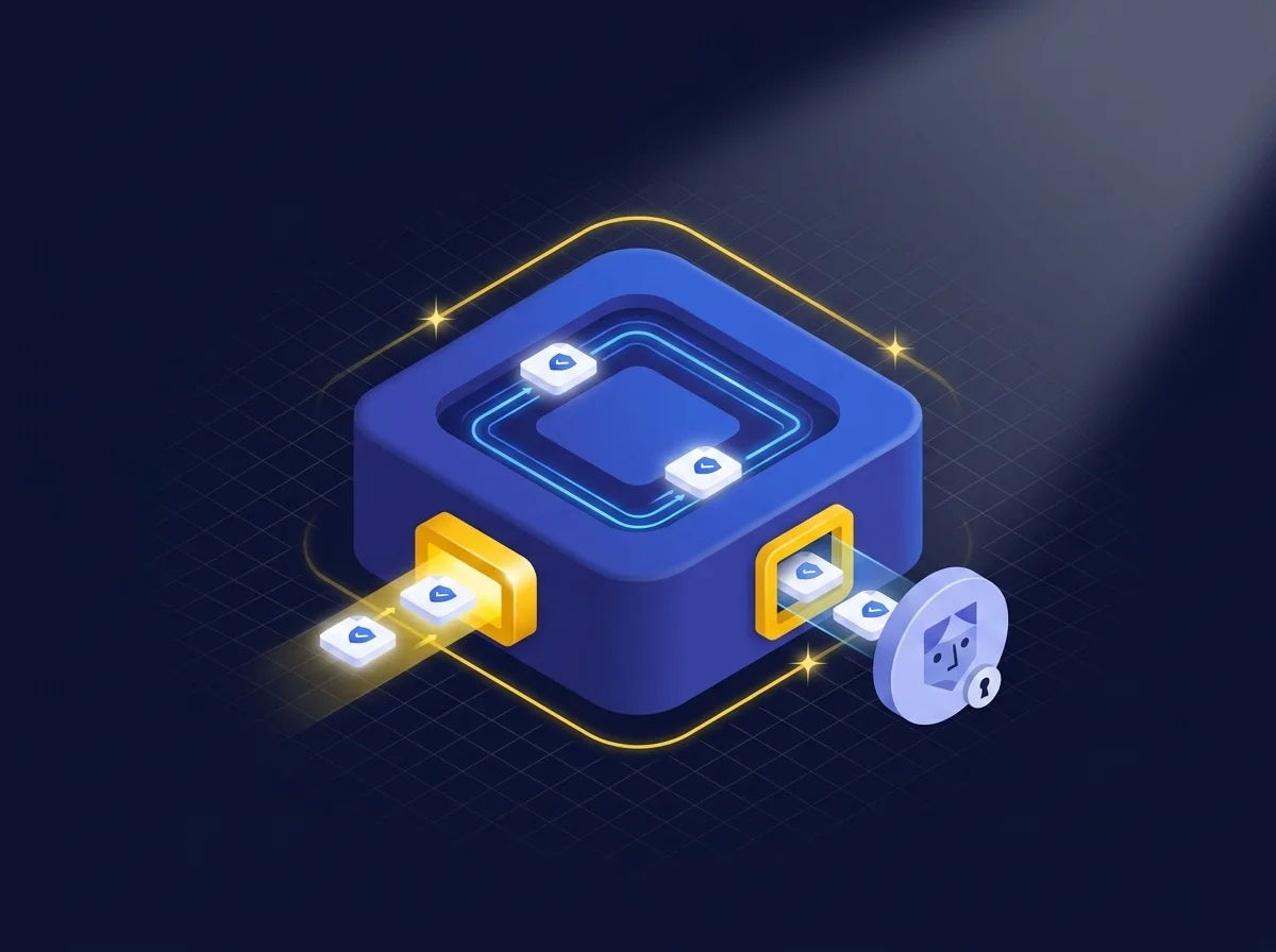 Illustration representing secure financial client communications with robust encryption and access control for data protection.