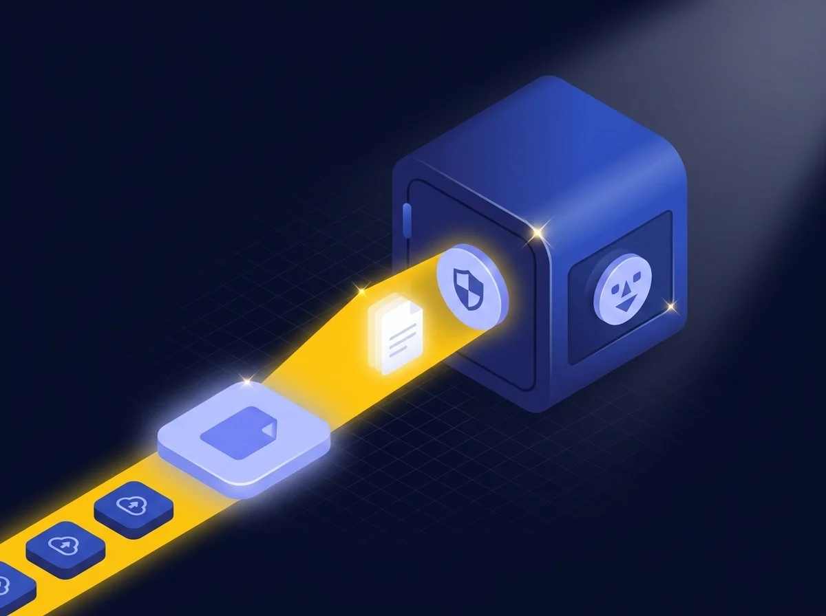 Illustration representing managed file transfer for secure and reliable large data backups. 