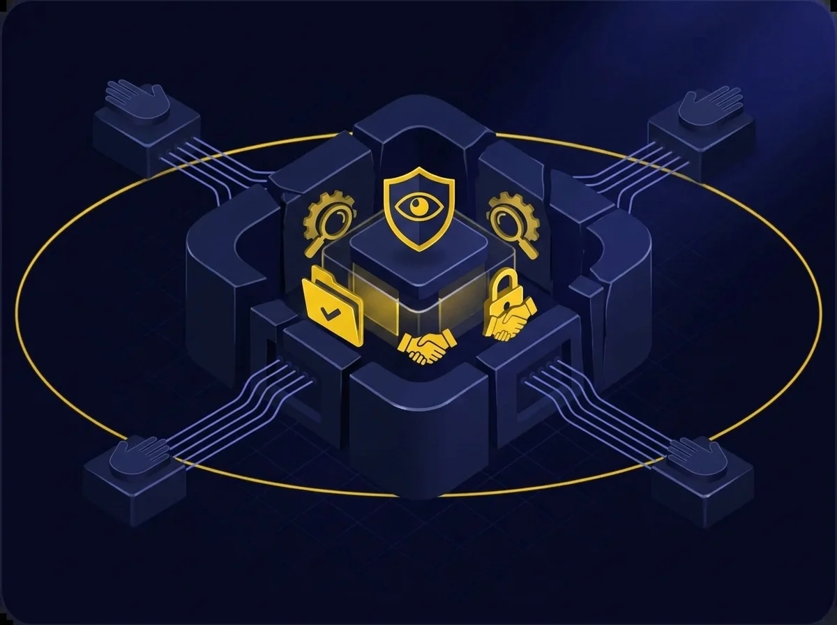 A conceptual illustration outlining stringent data controller and processor security, reporting obligations, privacy policies, and compliance audits under Qatar law.