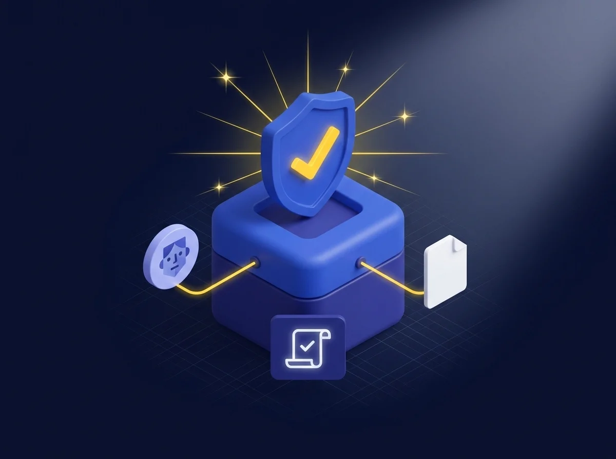 Illustration representing regulatory compliance for data privacy standards like GDPR and HIPAA, highlighting role-based access control and immutable audit logs. 