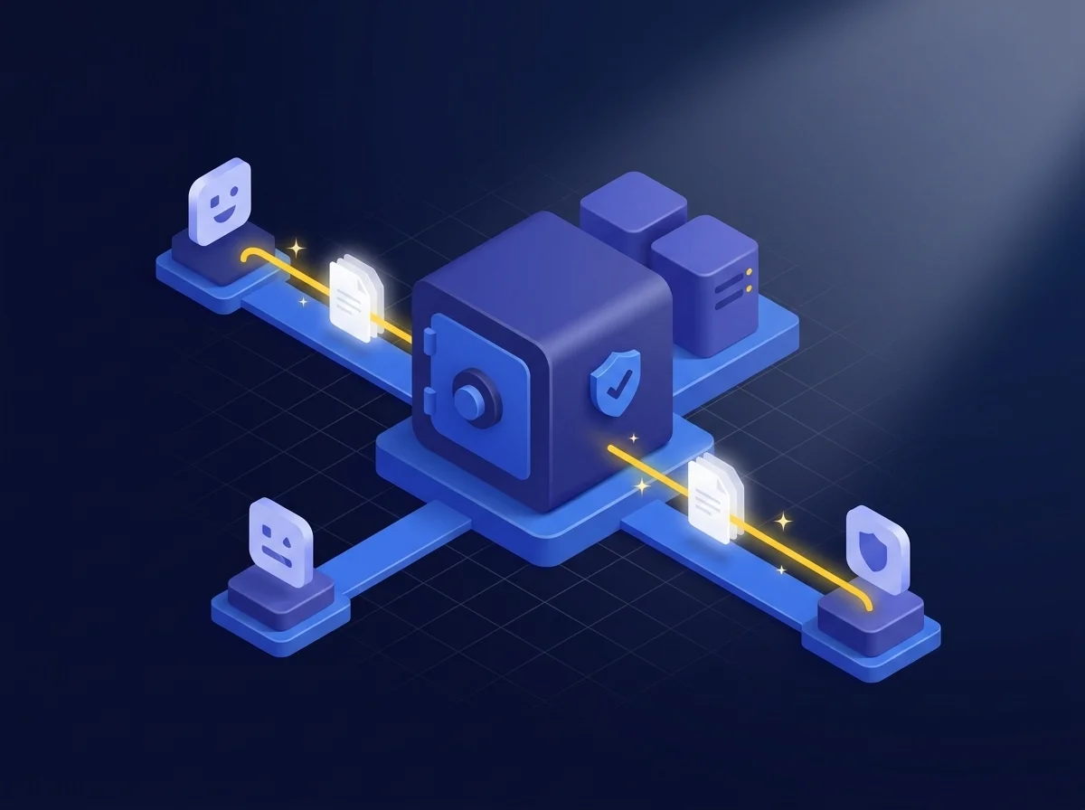 Illustration showing secure client data transfer using Kiteworks managed file transfer to prevent data breaches and improve sales productivity.