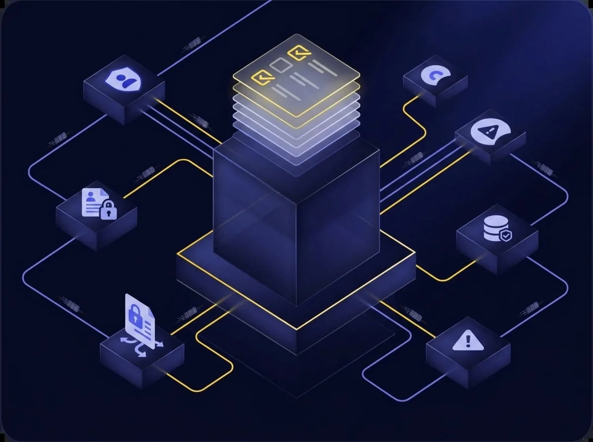 Interface of a secure consent management system showing custom branding, authenticated user decisions, and comprehensive audit log tracking for compliance.