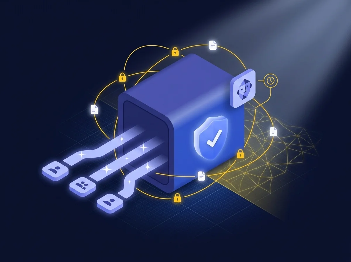 Illustration representing secure global business collaboration featuring data encryption and access controls for international teams. 