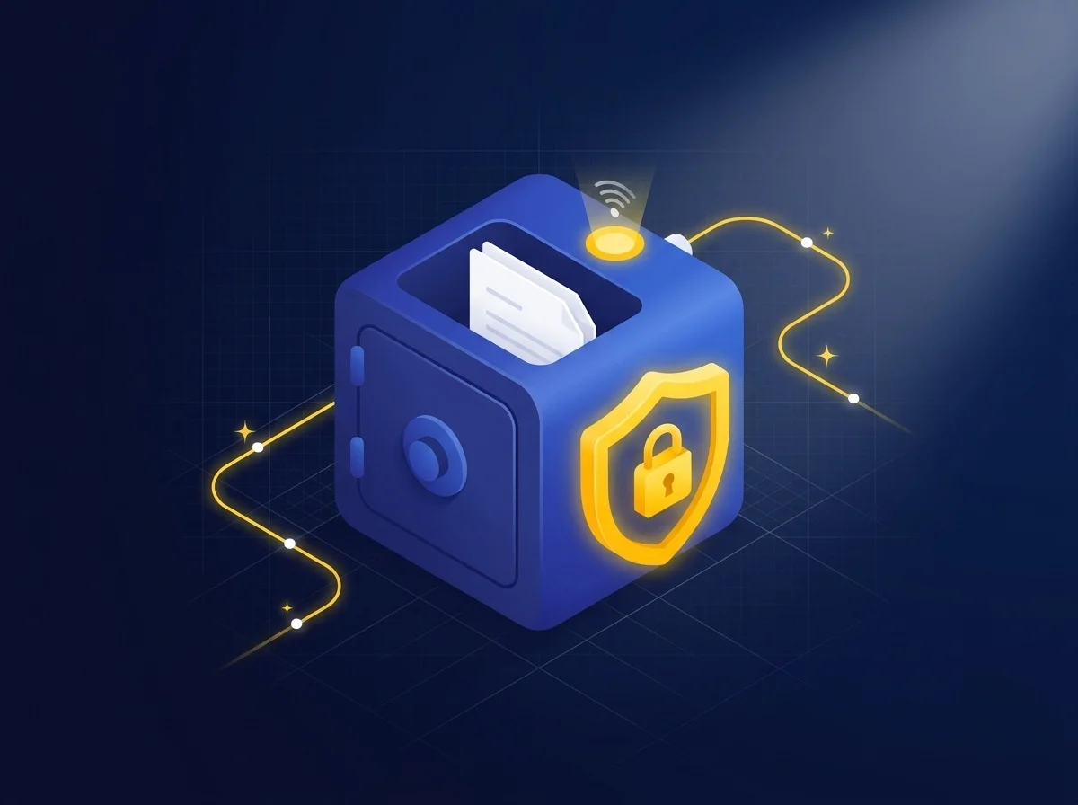 Illustration showing secure encrypted email communication for delivering sensitive client statements safely.