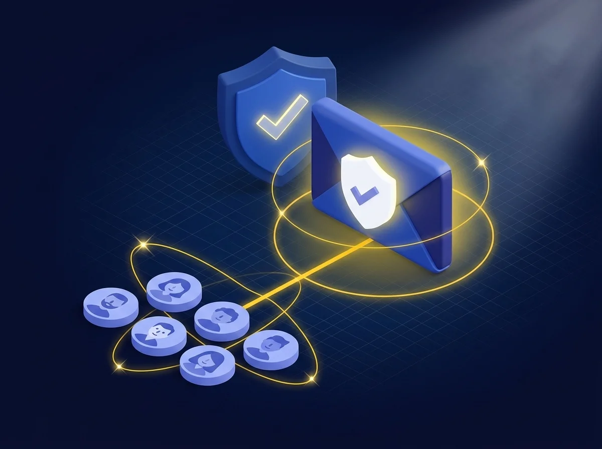 Illustration representing secure and encrypted email communication for higher education faculty and staff using Kiteworks to prevent data breaches and phishing.