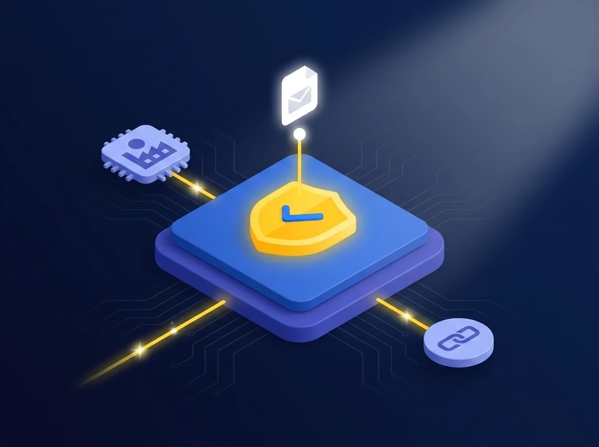 Illustration showing encrypted secure email communication between a manufacturing company and a supplier to prevent data breaches.